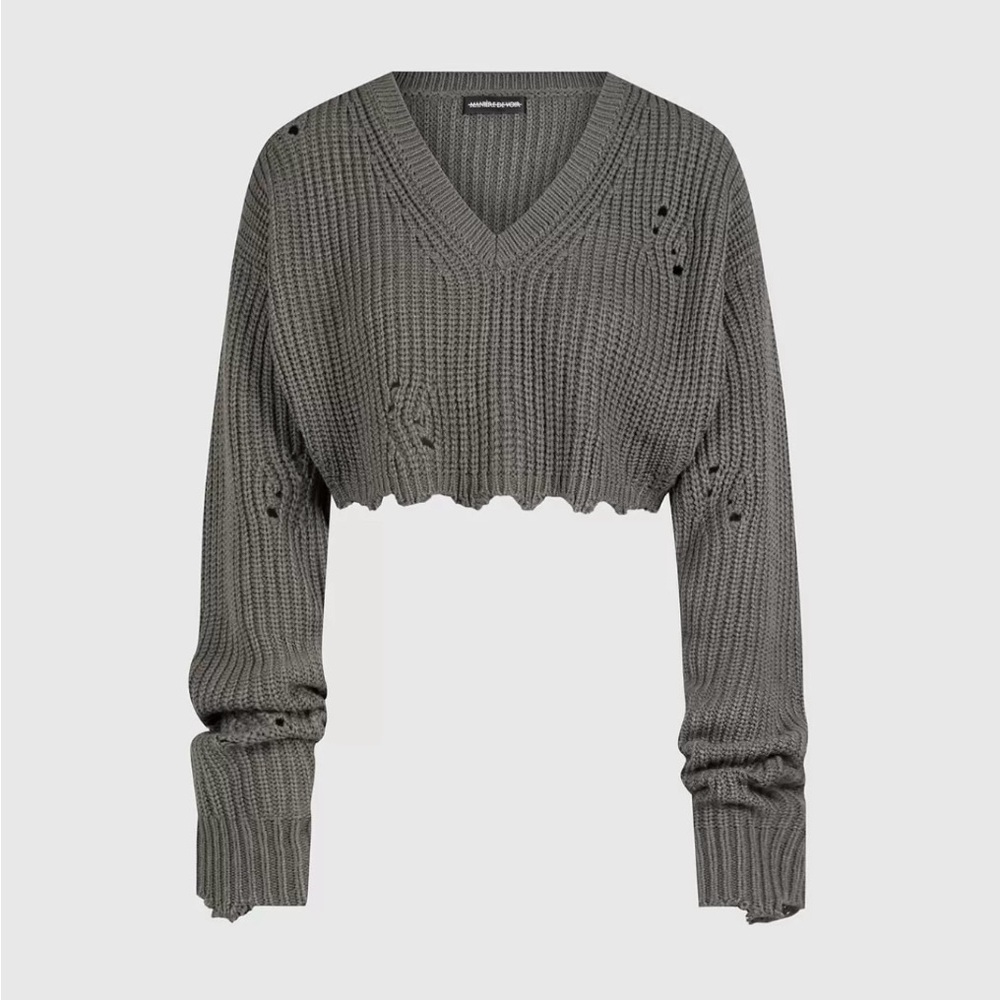 Maniere de Voir cropped knot sweater with distressed detail, never worn